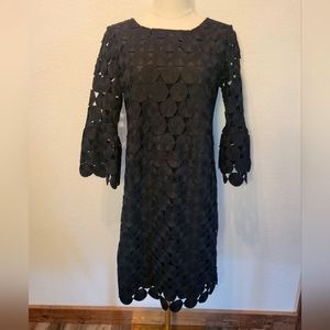 Ann Taylor Womens Dress Black Eyelet Lace Overlay Belle Sleeve